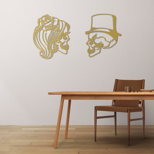 Till Death & Beyond | Gothic Love Skulls Metal Wall Sculpture