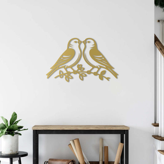 Lovebirds in Flight Metal Wall Decor | Romantic Nature-Inspired Sculpture