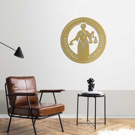 Emblem of Justice Metal Wall Decor | Refined Legal Symbol Sculpture
