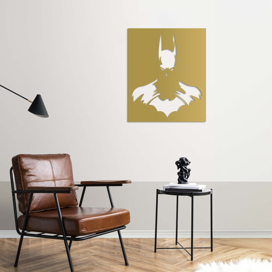 Handcrafted decorative metal sculpture featuring iconic Batman logo