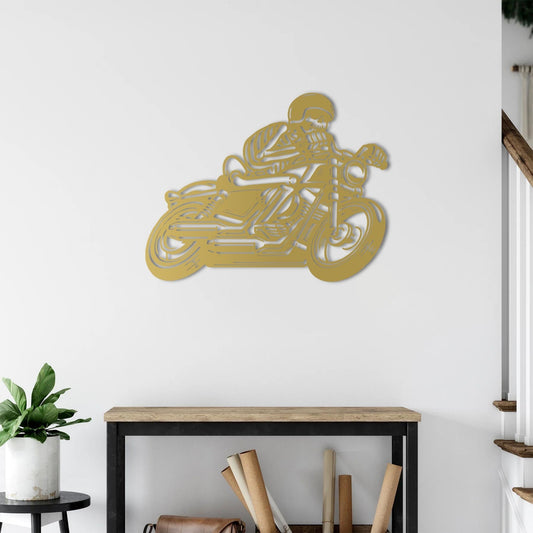 Ride Beyond Limits | Skeleton Biker Metal Wall Masterpiece