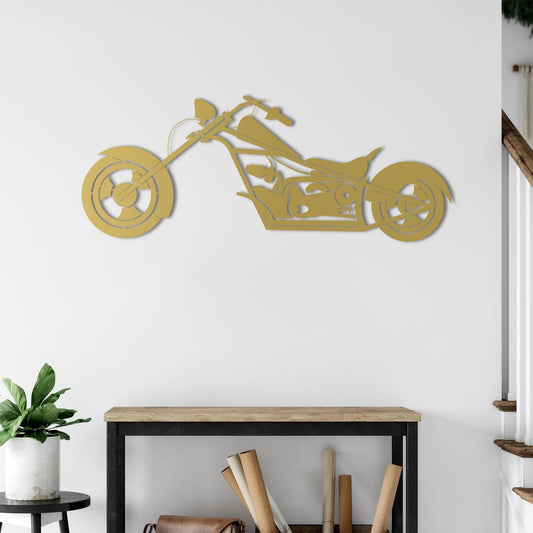 Handcrafted decorative motorcycle sculpture for garage decor