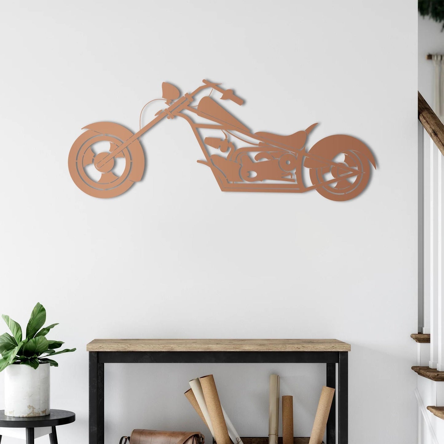 Motorcycle-inspired metal art symbolizing freedom and adventure