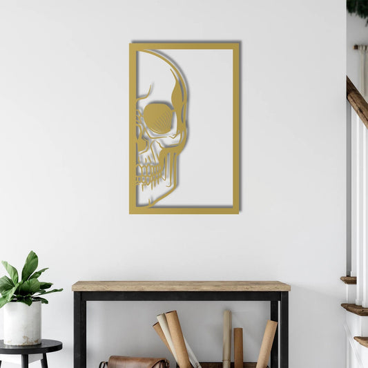 "The Edge of Darkness" – Half Skull Gothic Metal Wall Sculpture