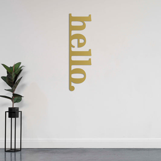 Say It with Style | Vertical Hello Metal Wall Sign