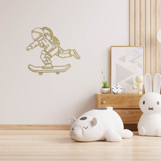 Galactic Rampage Metal Wall Decor | Cosmic Skate Adventure Art