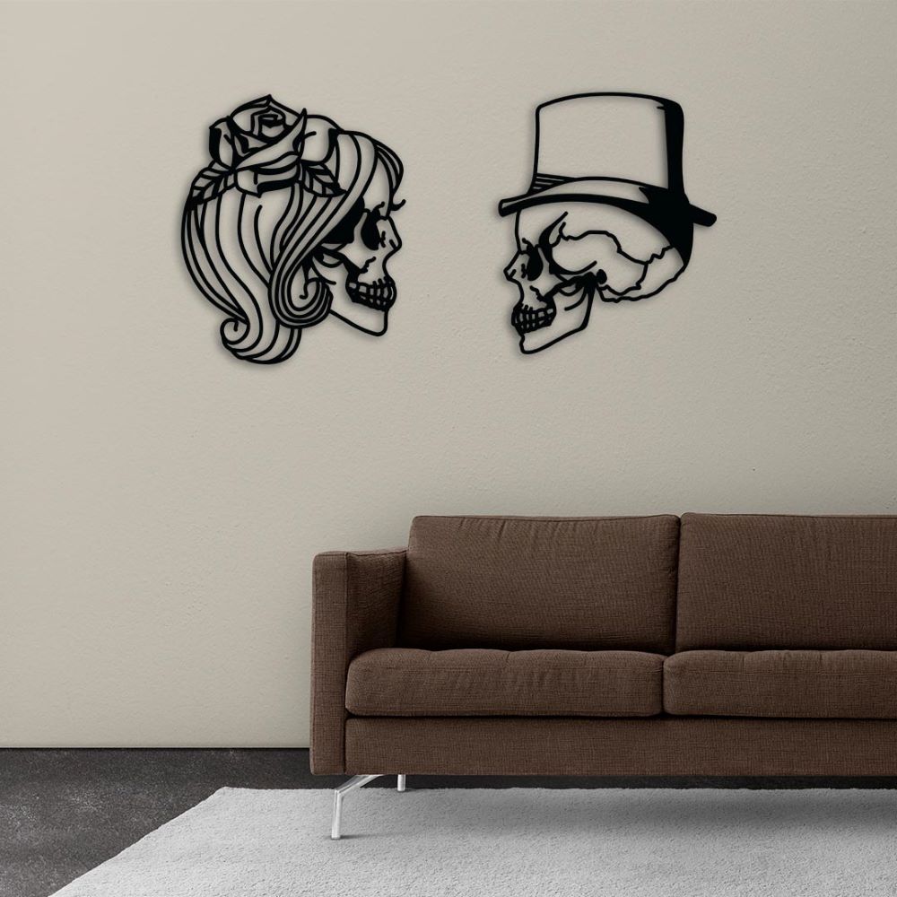 Till Death & Beyond | Gothic Love Skulls Metal Wall Sculpture