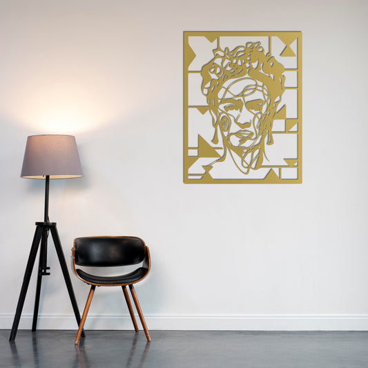 Handcrafted decorative portrait sculpture featuring Frida Kahlo