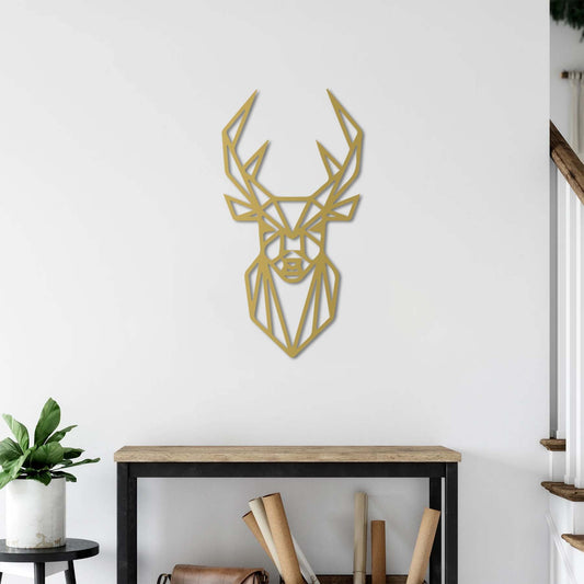 Modern Deer Silhouette Metal Wall Decor | Geometric Wildlife Sculpture
