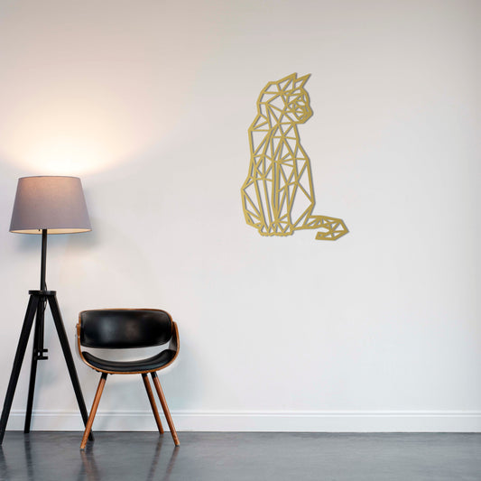 Modern Cat Trio Metal Wall Decor | Playful Geometric Animal Sculpture