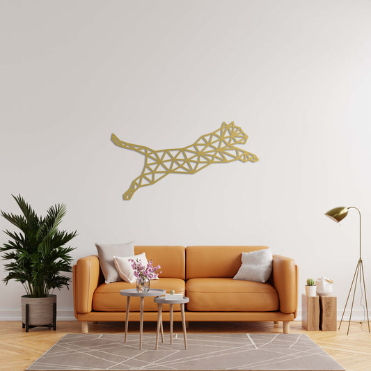 Silent Hunter | Geometric Leopard Metal Wall Sculpture