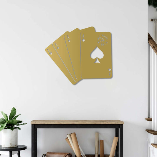 Poker Cards Metal Wall Decor | Stylish Game Room Wall Sculpture