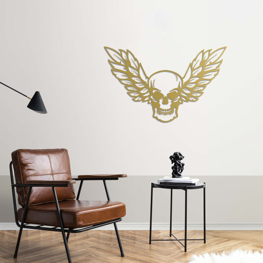 Winged Skull Gothic Metal Wall Decor | Bold Alternative Wall Sculpture