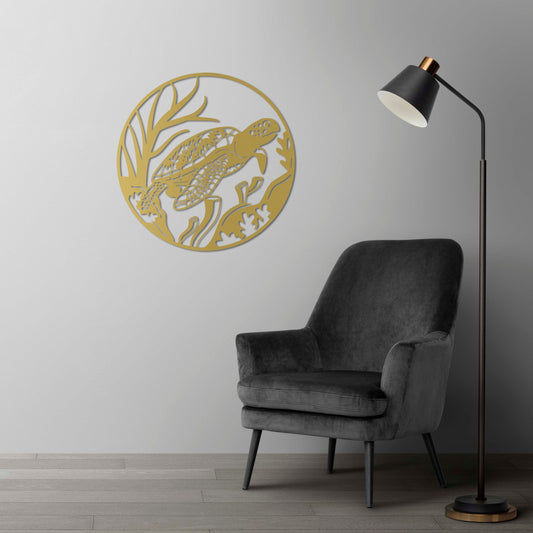 Serenity of the Sea Metal Wall Decor | Graceful Turtle-Inspired Sculpture
