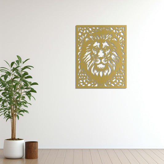 Majestic Lion Portrait Metal Wall Art | Decorative Animal Sculpture