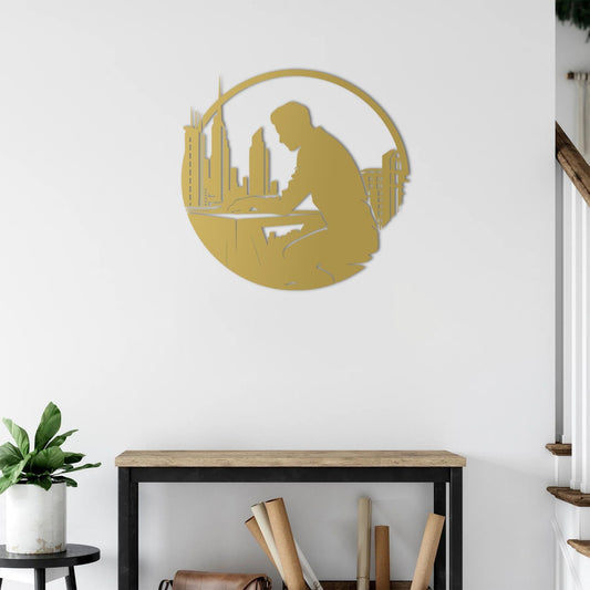 Skyline Visionary Metal Wall Decor | Modern Cityscape Art Sculpture