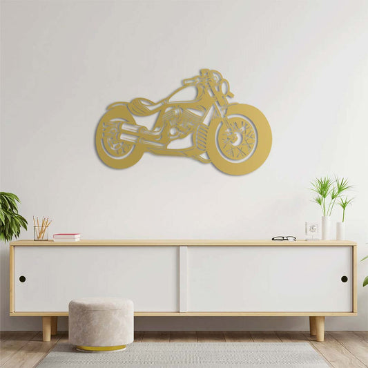 Handcrafted decorative chopper motorcycle sculpture for garages