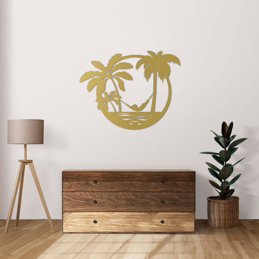 Decorative palm silhouette metal wall sculpture ideal for bedrooms