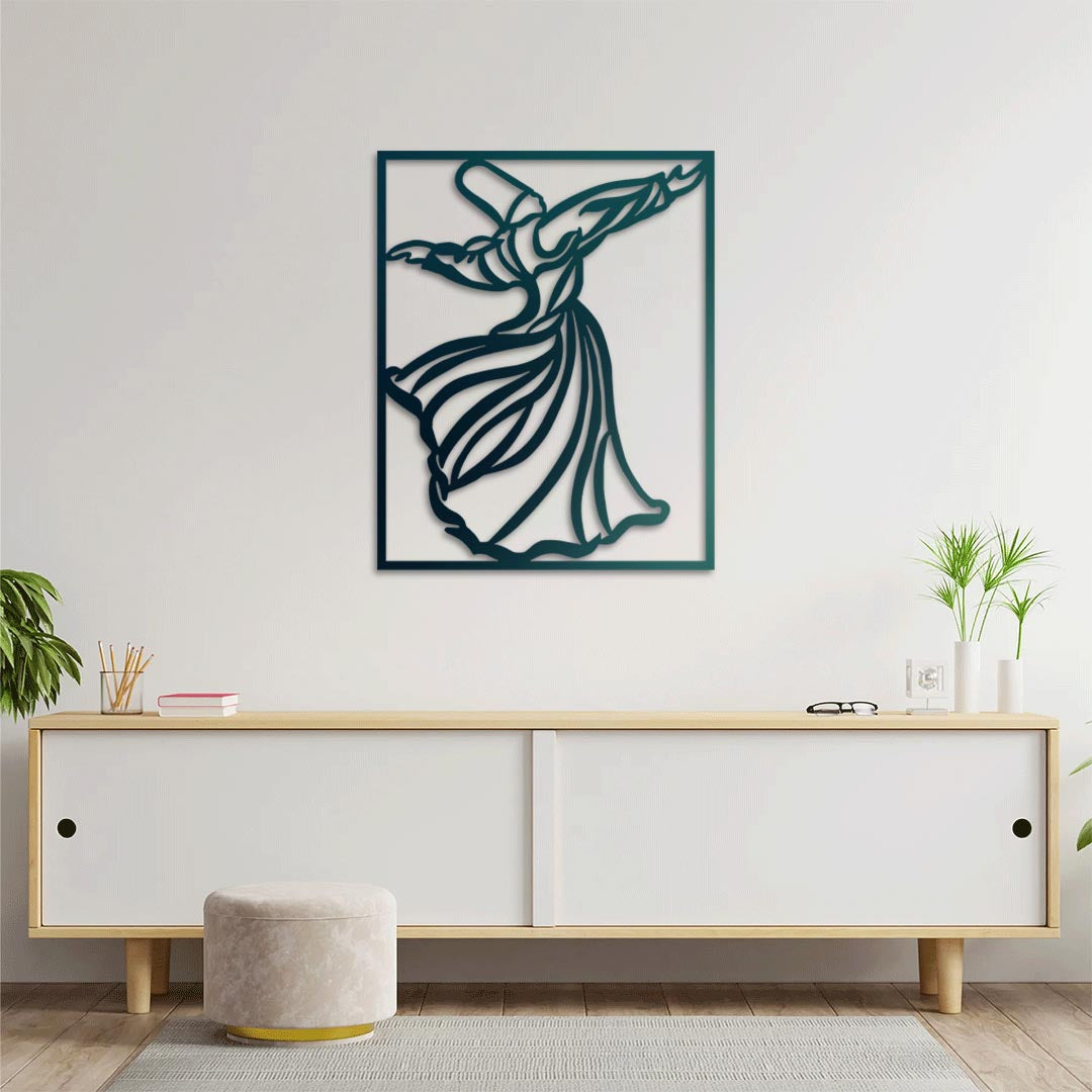 Sufi Whirling Dervish Metal Wall Decor | Mystical Spiritual Art Sculpture