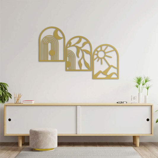 Eternal Dance: Moon, Nature & Sun Metal Wall Sculpture