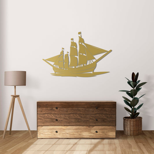 Voyage Beyond Horizons | Sailing Ship Nautical Metal Wall Sculpture