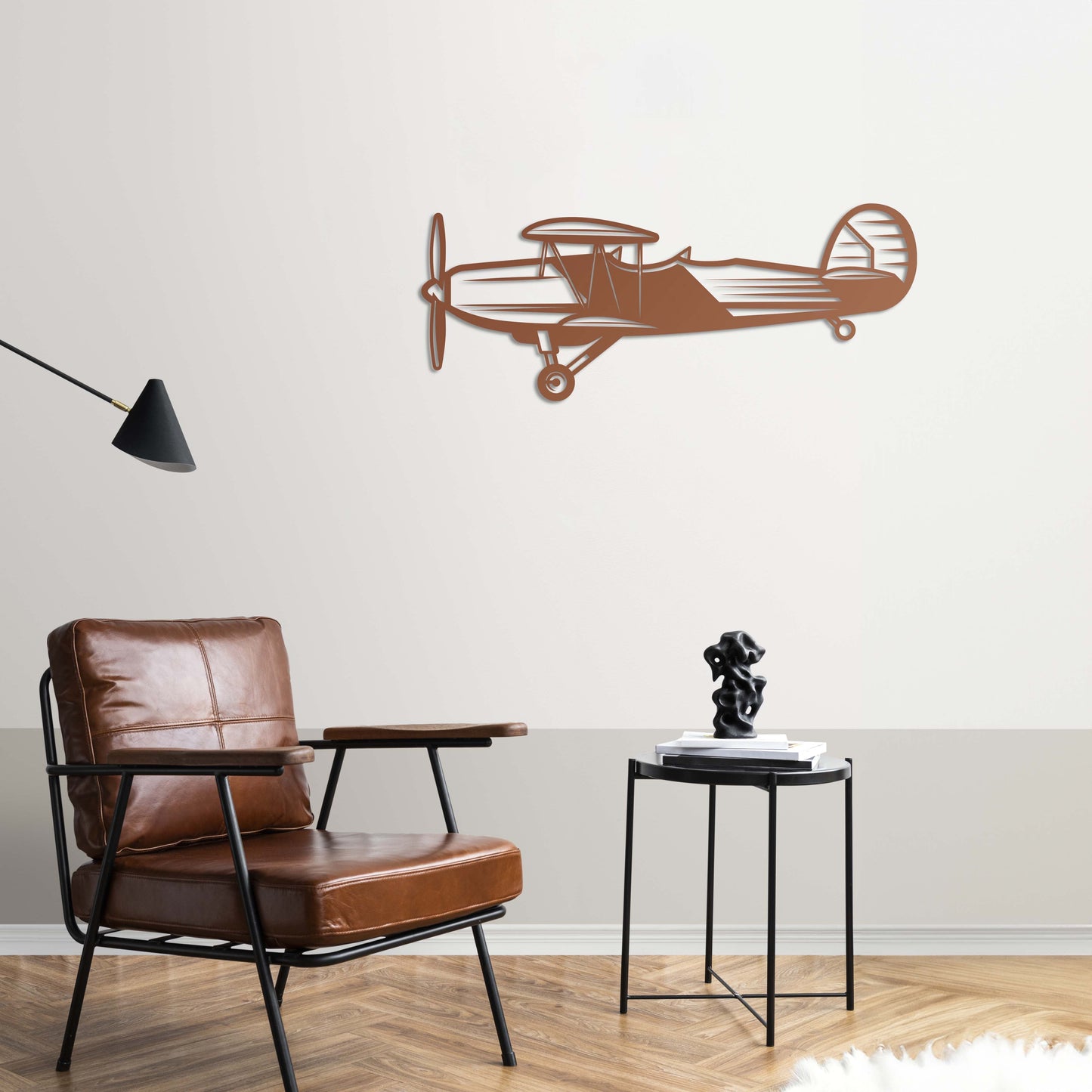 "Flight Back in Time" – Retro Propeller Plane Metal Wall Decor