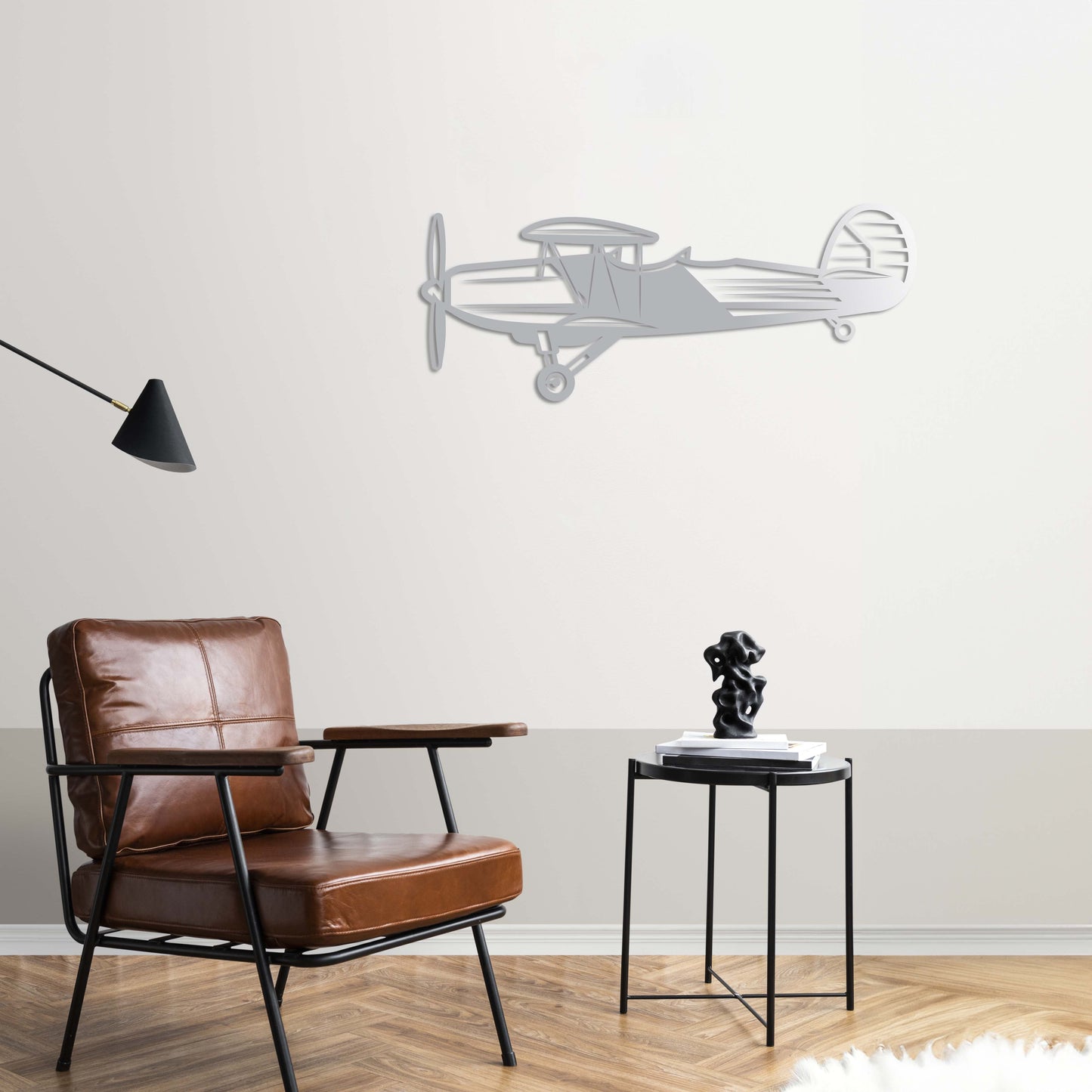 "Flight Back in Time" – Retro Propeller Plane Metal Wall Decor