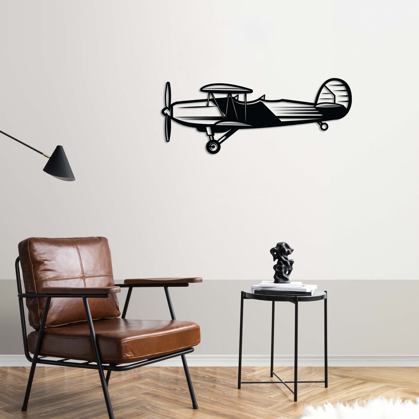 "Flight Back in Time" – Retro Propeller Plane Metal Wall Decor