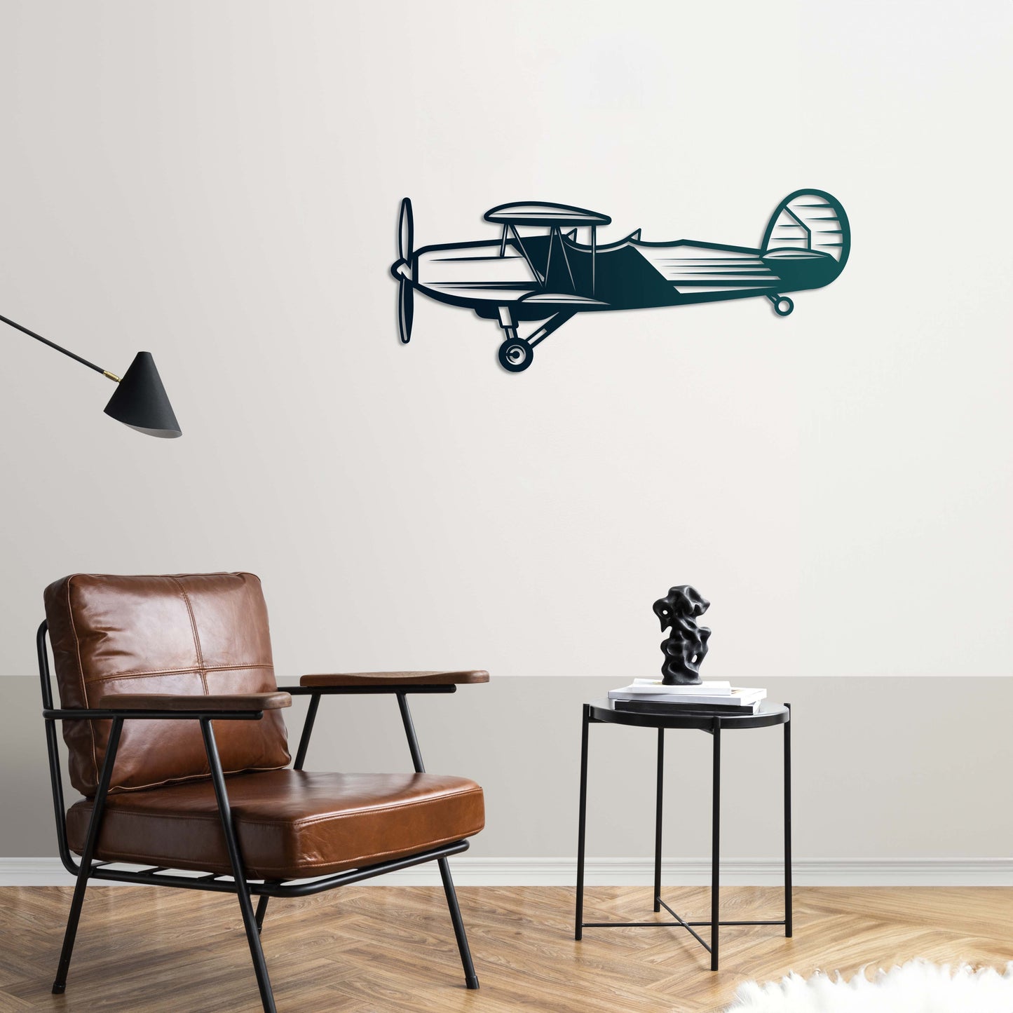 "Flight Back in Time" – Retro Propeller Plane Metal Wall Decor