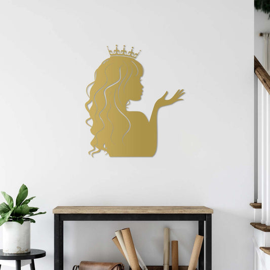 Graceful Princess Metal Wall Decor | Feminine Silhouette Art Sculpture