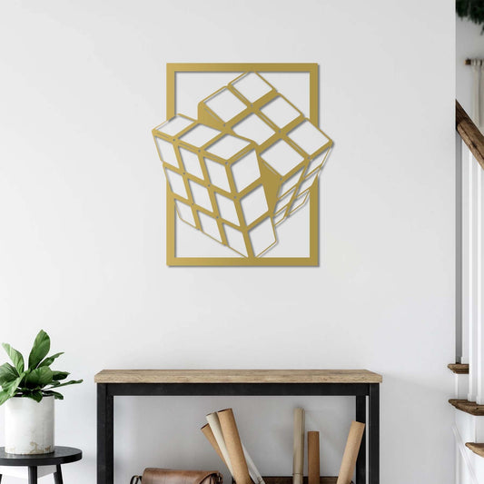 Cube of Thought | Abstract Geometric Metal Wall Sculpture