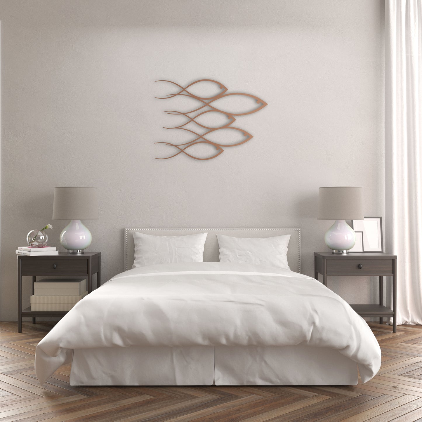 Ocean Harmony Metal Wall Decor | Spiral Fish Marine Art Sculpture