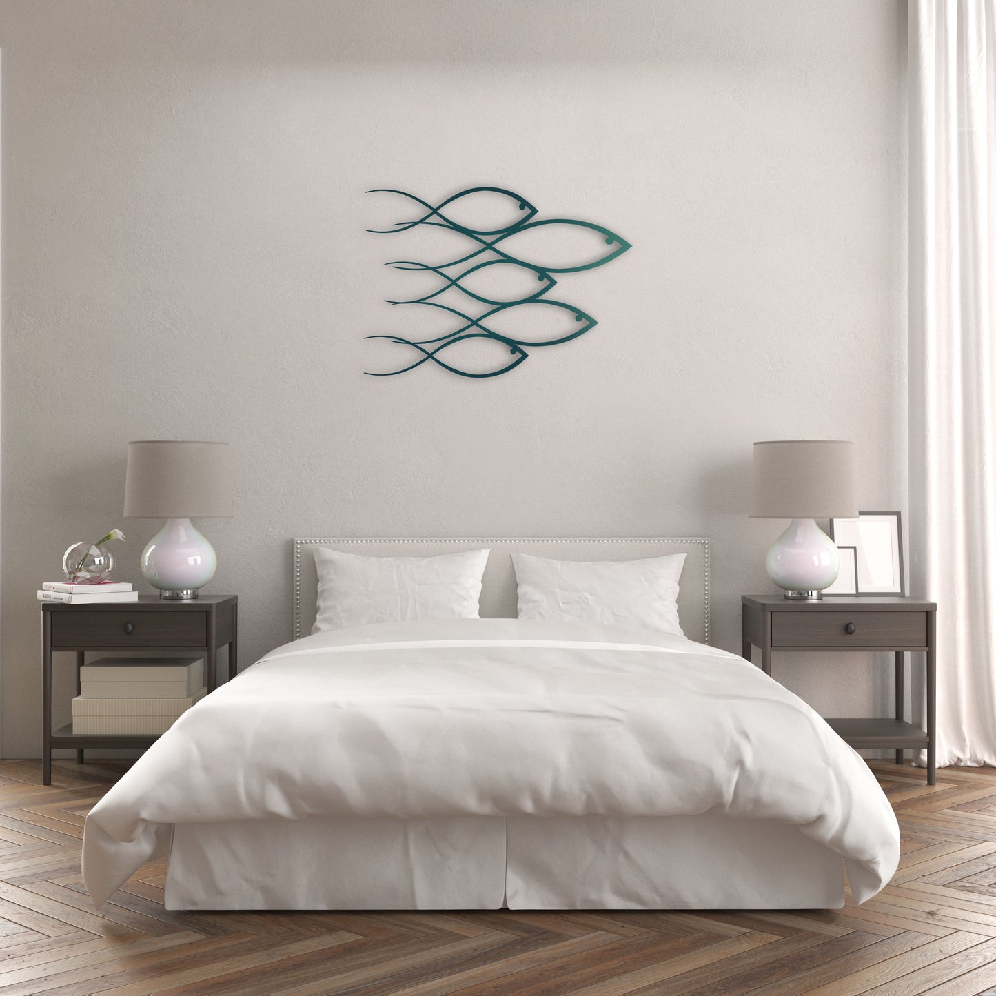 Ocean Harmony Metal Wall Decor | Spiral Fish Marine Art Sculpture