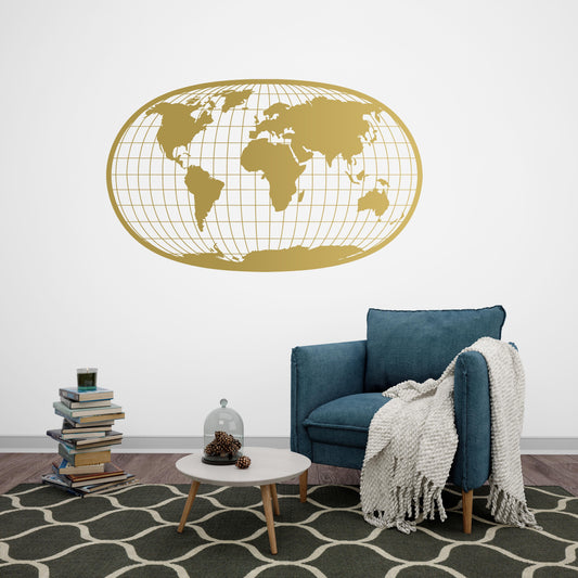 Global Vision World Map Metal Wall Decor | Minimalist International Sculpture
