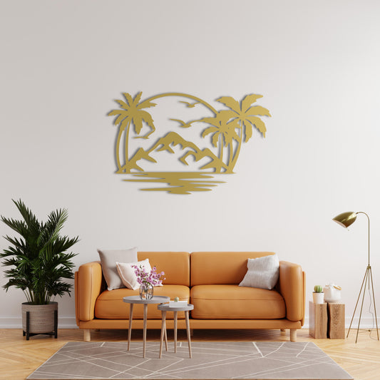 Island Escape Metal Wall Decor | Exotic Paradise Art Sculpture