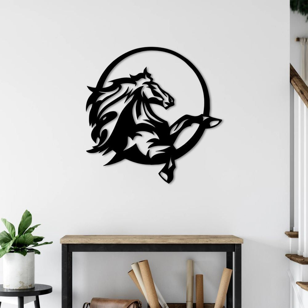 Majestic Horse Metal Wall Decor | Graceful Animal-Inspired Sculpture