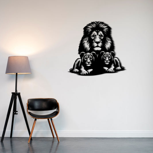 Lion Pride Metal Wall Decor | Symbolic Family-Inspired Sculpture