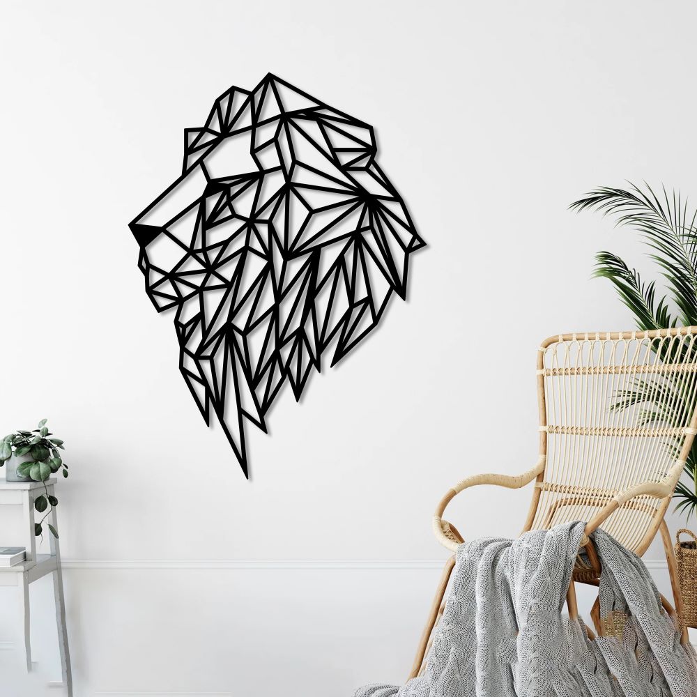 Geometric Majesty Lion Metal Wall Decor | Modern Artistic Sculpture