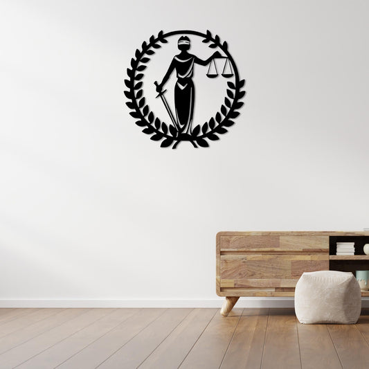 Justice with Heart Metal Wall Decor | Refined Symbolic Legal Sculpture