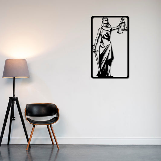 Lady Justice Silhouette Metal Wall Decor | Graceful Legal Art Sculpture