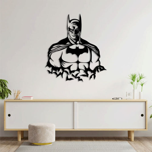 Dark Knight Silhouette Metal Wall Decor | Bold Batman Wall Sculpture