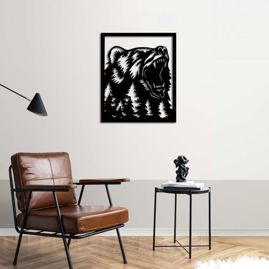 Call of the Wild – Roaring Bear Metal Wall Art