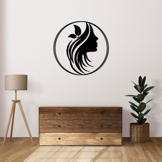 Grace in Profile – Hair Salon Metal Wall Decor | Feminine Beauty Sculpture