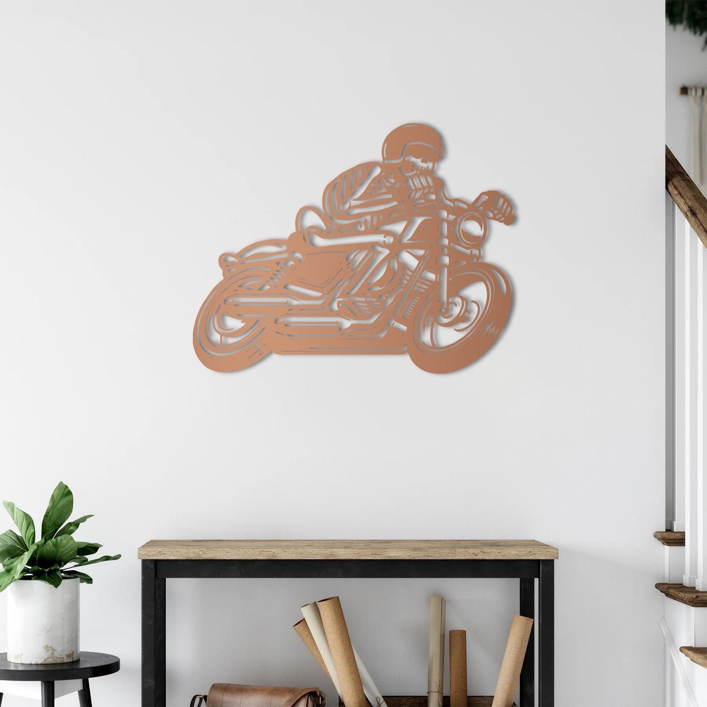 Ride Beyond Limits | Skeleton Biker Metal Wall Masterpiece