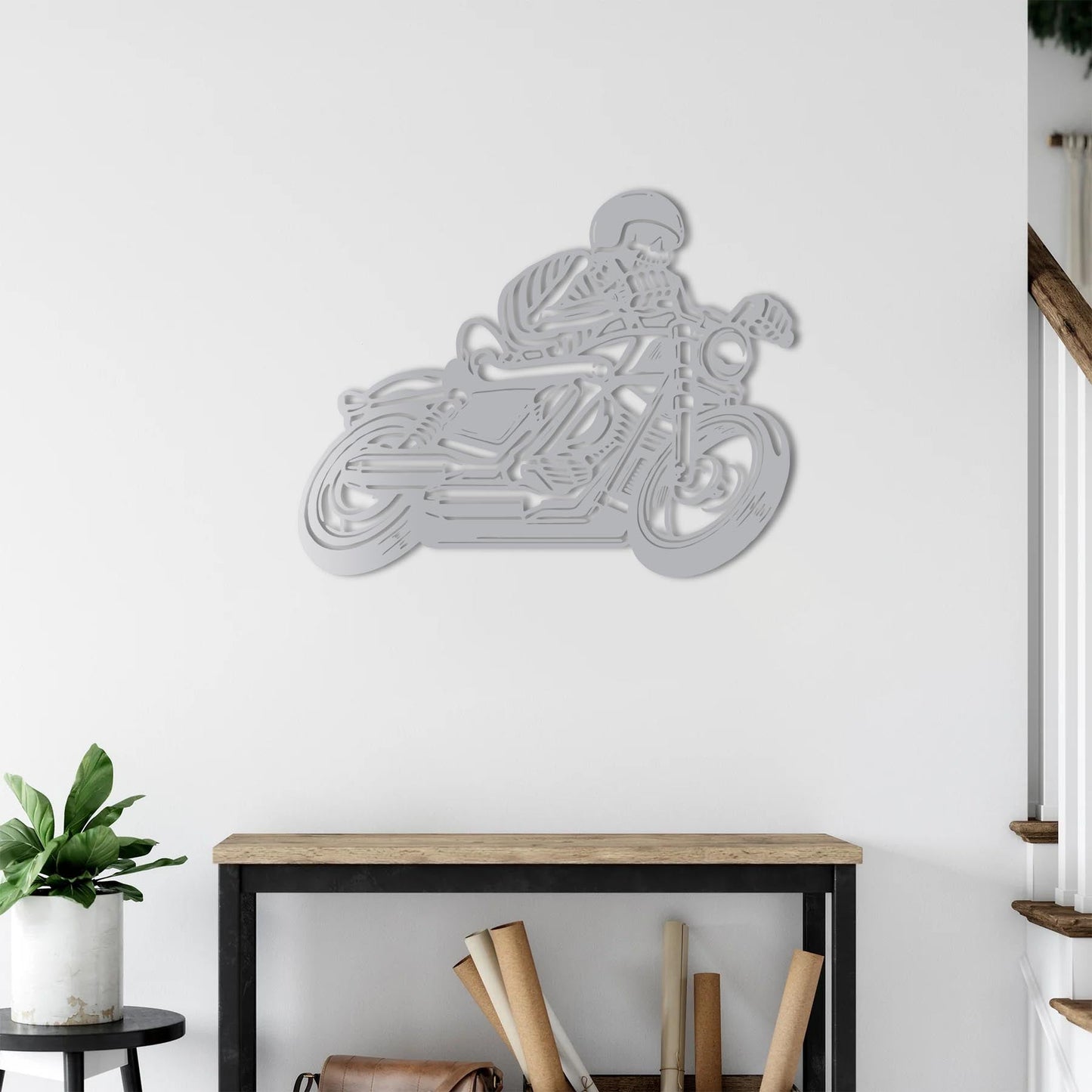 Ride Beyond Limits | Skeleton Biker Metal Wall Masterpiece