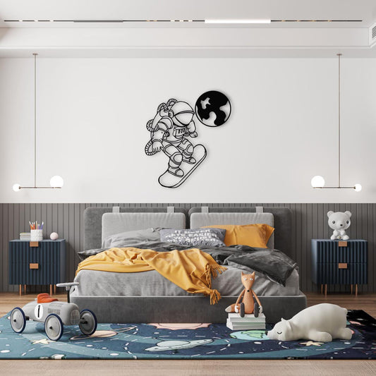 Starlight Skater Metal Wall Decor | Space & Skate Fusion Art