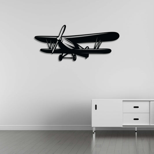 "Wings of the Past" – Vintage Propeller Plane Metal Wall Sculpture