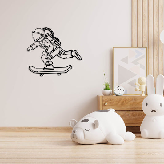 Galactic Rampage Metal Wall Decor | Cosmic Skate Adventure Art