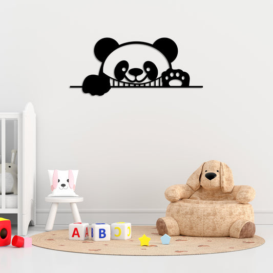 Playful Panda Metal Wall Decor | Whimsical Animal Art Sculpture