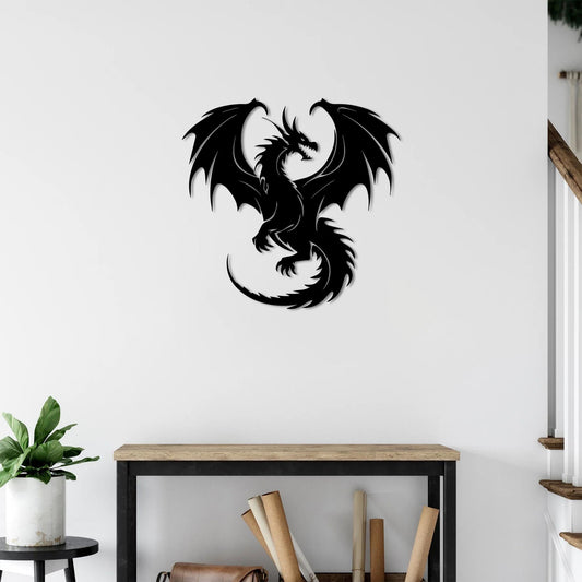 Rising Dragon Metal Wall Decor | Mystical Fantasy-Inspired Sculpture